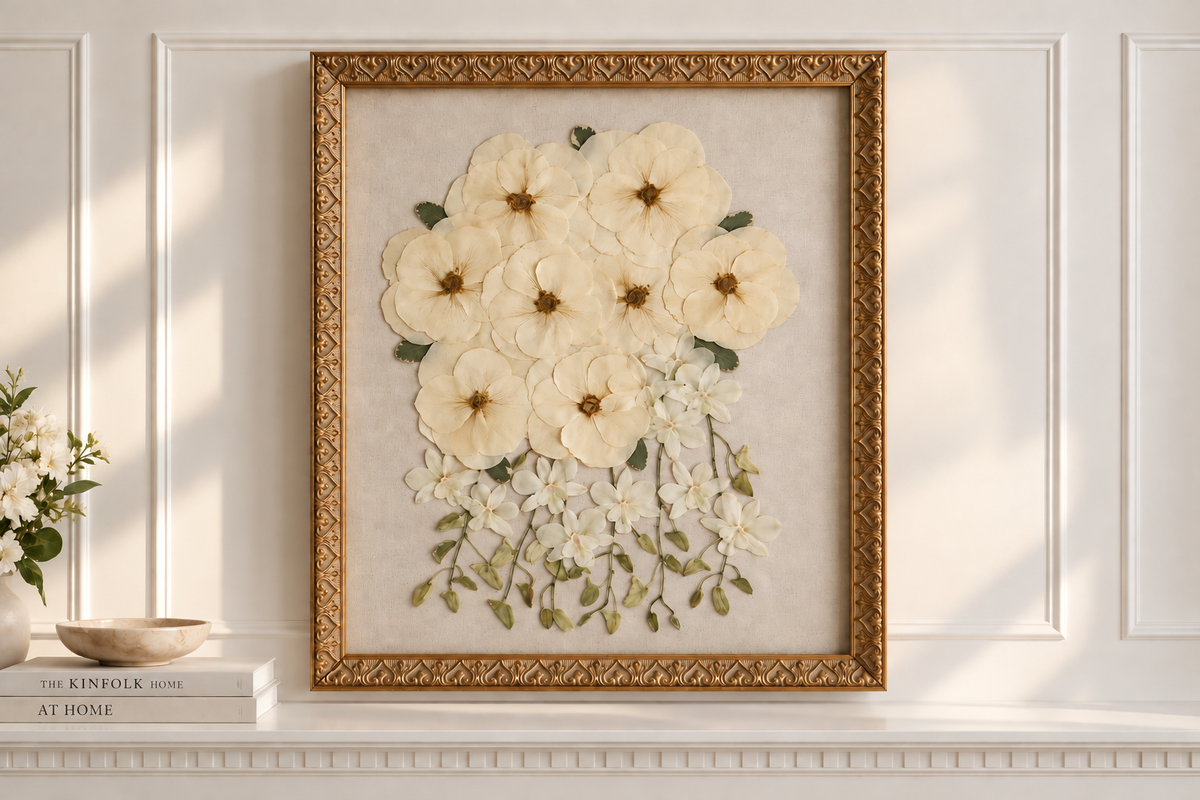 Wedding bouquet preserved as heirloom artwork
